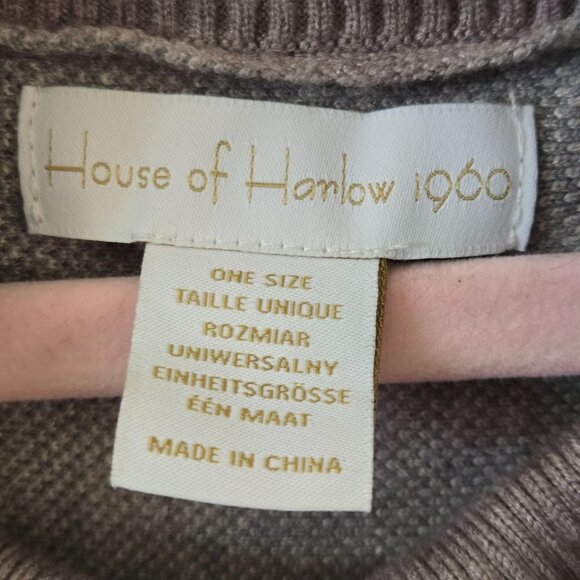 House Of Harlow 1960 Fringe Windowpane Plaid Poncho One Size - Picture 8 of 9